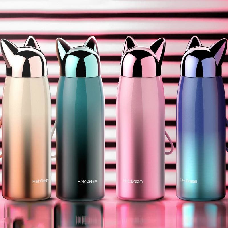 Stainless Steel Cat Ear Insulated Bottle - Keeps Drinks Hot 12 Hrs-Insulated Water Bottle-1-Colydia