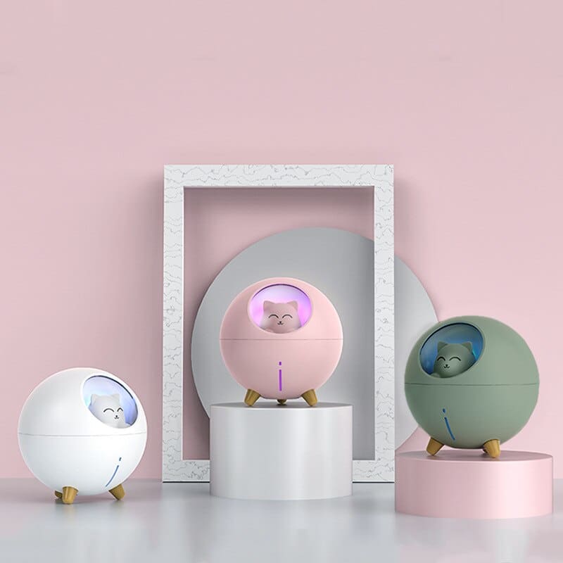 Cute Cat Spaceship Ultrasonic Air Humidifier Essential Oil Diffuser-Ultrasonic Air Humidifier and Essential Oil Diffuser-1-Colydia