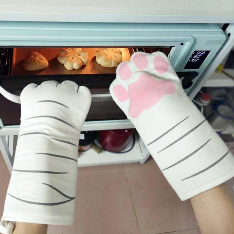 Heat Resistant Cat Paw Oven Mitt – Durable Cotton, Fun Design-Oven Mitt-3-Colydia