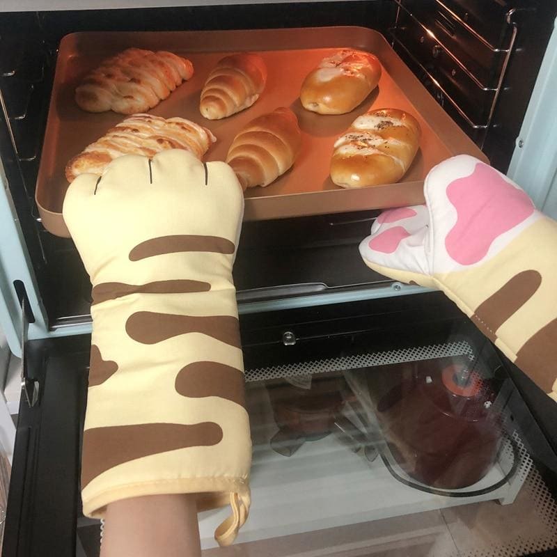 Heat Resistant Cat Paw Oven Mitt – Durable Cotton, Fun Design-Oven Mitt-2-Colydia