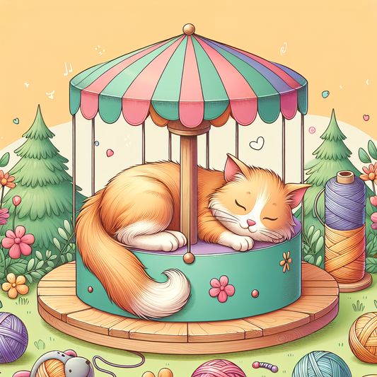 A Cat Dozes on a Stationary Merry-Go-Round: A Charming Scene