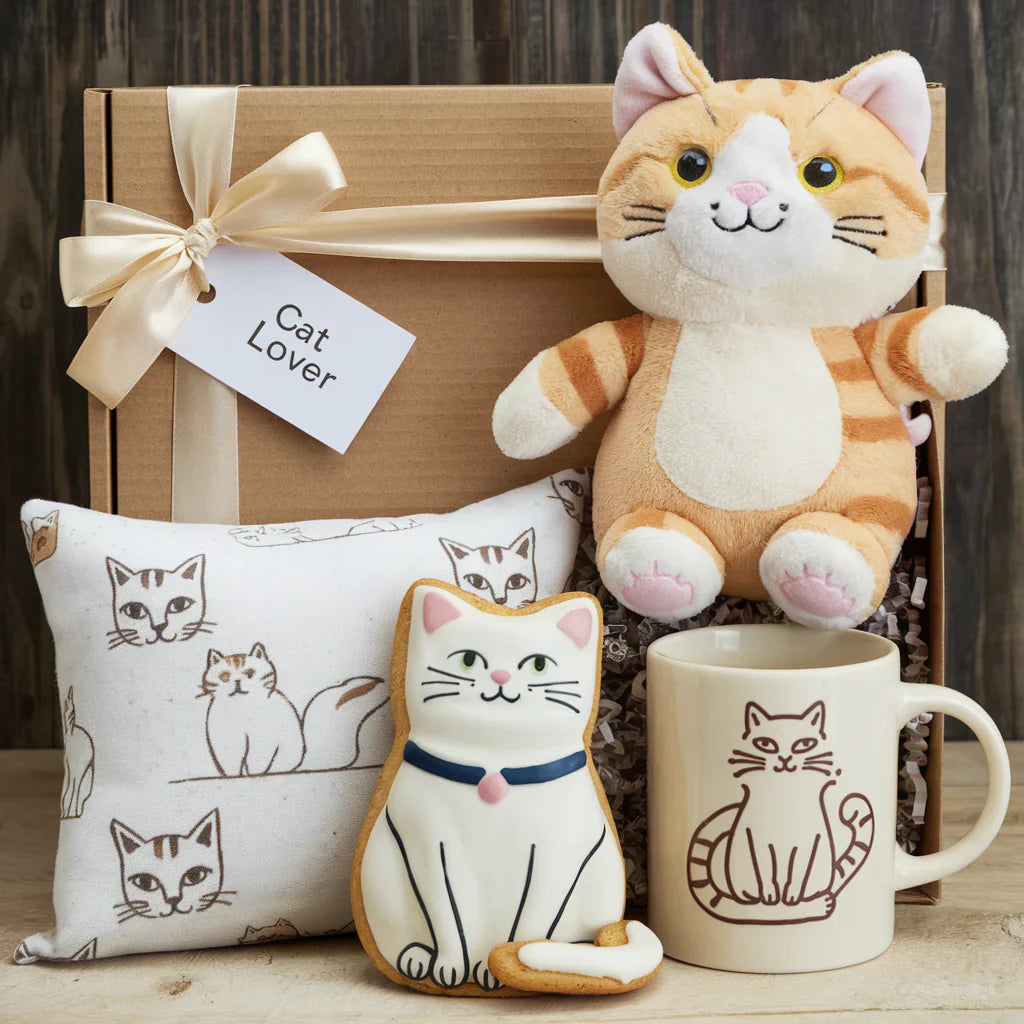 Curated cat lover gifts, including cat-themed lamps, nightlights, doormats, and clocks, perfect for adding personality and warmth to any home.
