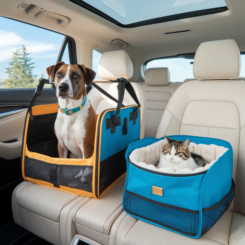 Stylish pet travel carriers for cats and dogs, fashionable and comfortable travel bags for pets, ideal for transporting pets in style. Perfect for your pet travel collection