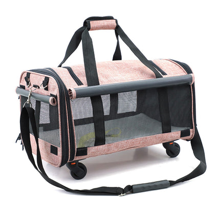 Rover Roller Portable Pet Carrier - Travel Made Easy-Portable Pet Carrier-Pink - Size M-4-Colydia