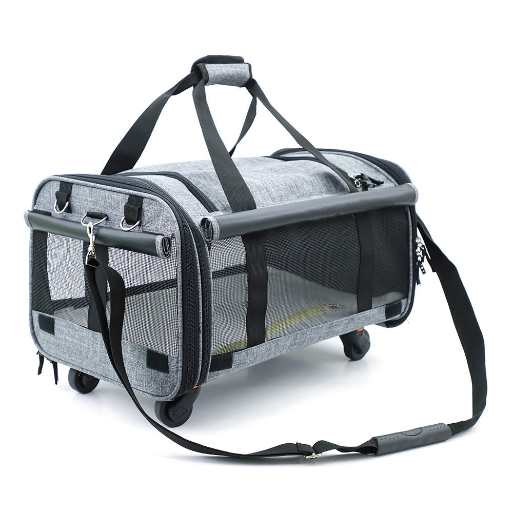 Rover Roller Portable Pet Carrier - Travel Made Easy-Portable Pet Carrier-Light Grey - Size M-2-Colydia