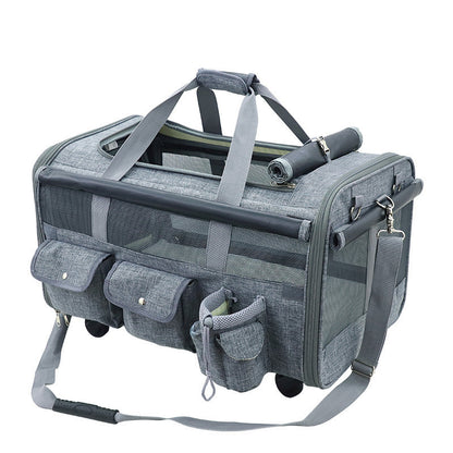 Rover Roller Portable Pet Carrier - Travel Made Easy-Portable Pet Carrier-Light Gray- Size L-5-Colydia