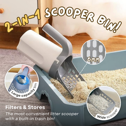 Cat Litter Scooper Bin with Attached Container for Easy Disposal-Cat Litter Management Tool-2-Colydia