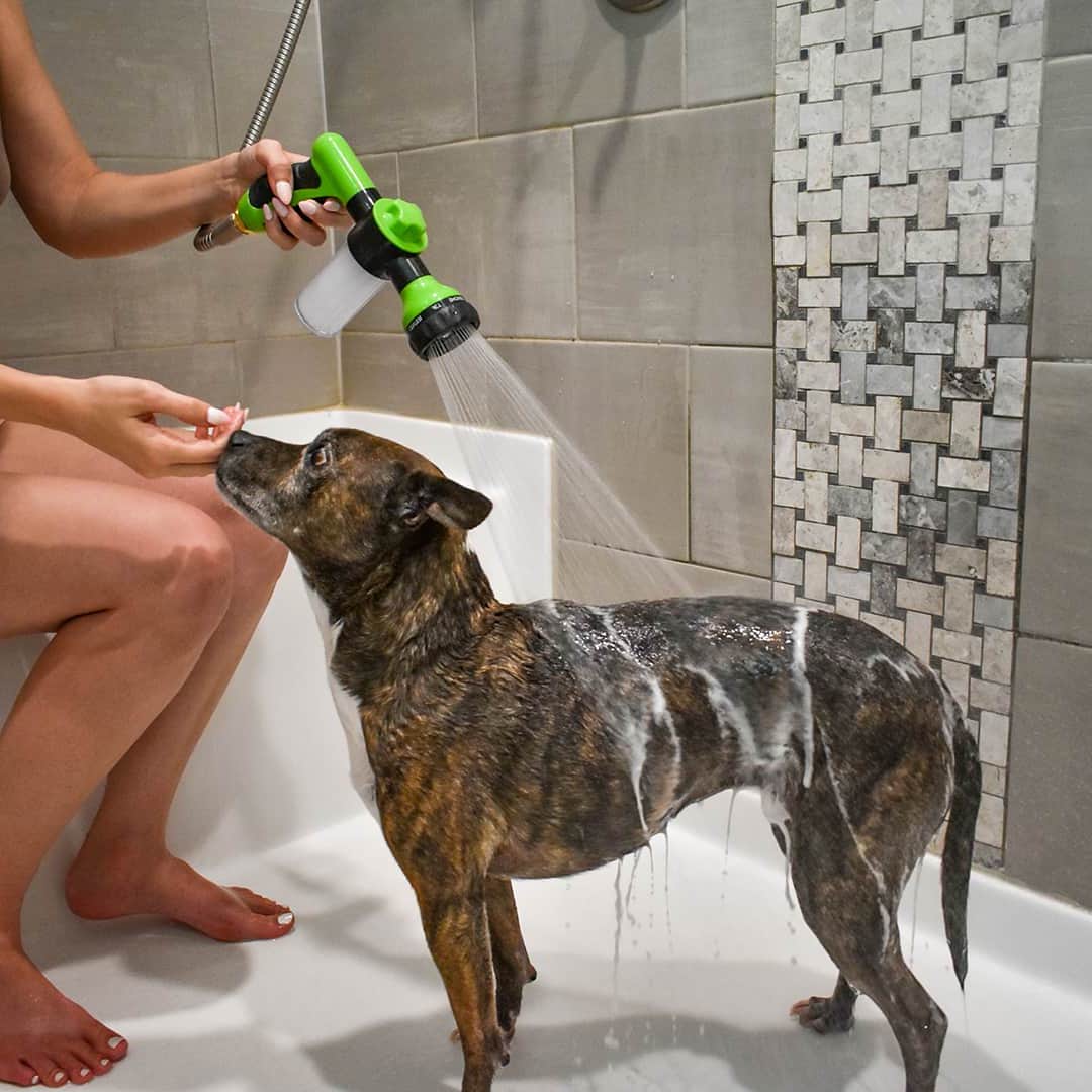 Dog Bathing Made Easy: 8-Mode Hose Sprayer with Soap Dispenser-Dog Bathing Hose Sprayer-1-Colydia