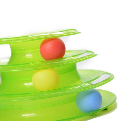 Interactive 3-Tier Cat Track Toy with Rolling Balls for Endless Fun-Cat Track Toy-Green-6-Colydia