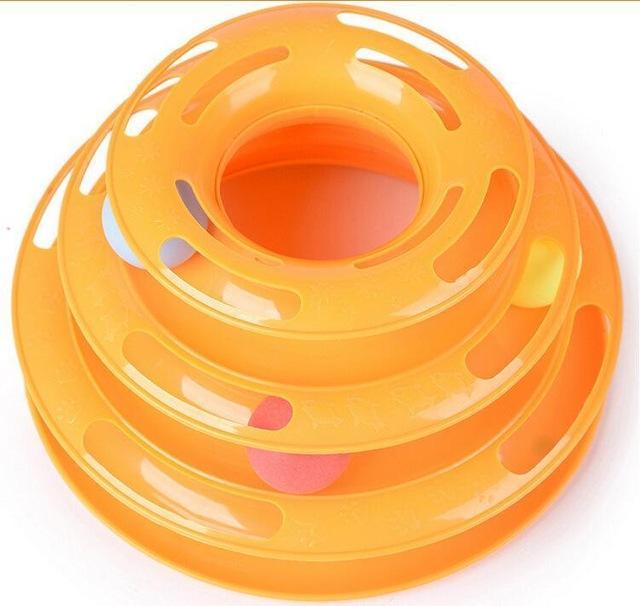 Interactive 3-Tier Cat Track Toy with Rolling Balls for Endless Fun-Cat Track Toy-Orange-3-Colydia