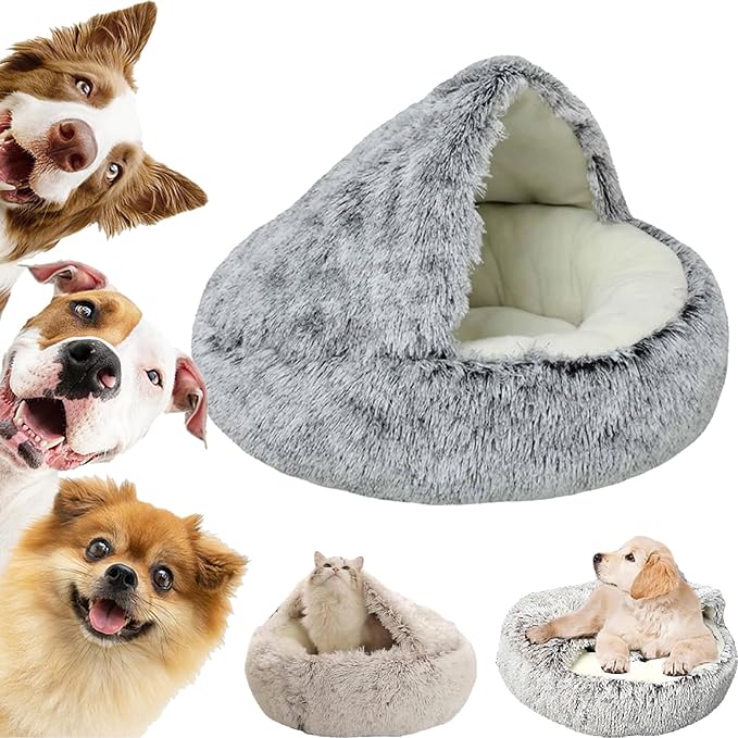 Luxurious Plush Dog Bed with Cover for Small Canines-Plush Dog Bed-2-Colydia