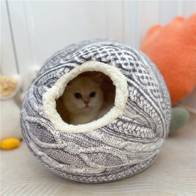 Cozy Wool-Look Cat Ball for Safe Snuggles - Ideal for Cold Afraid Cats-Cat Bed/Niche-2-Colydia