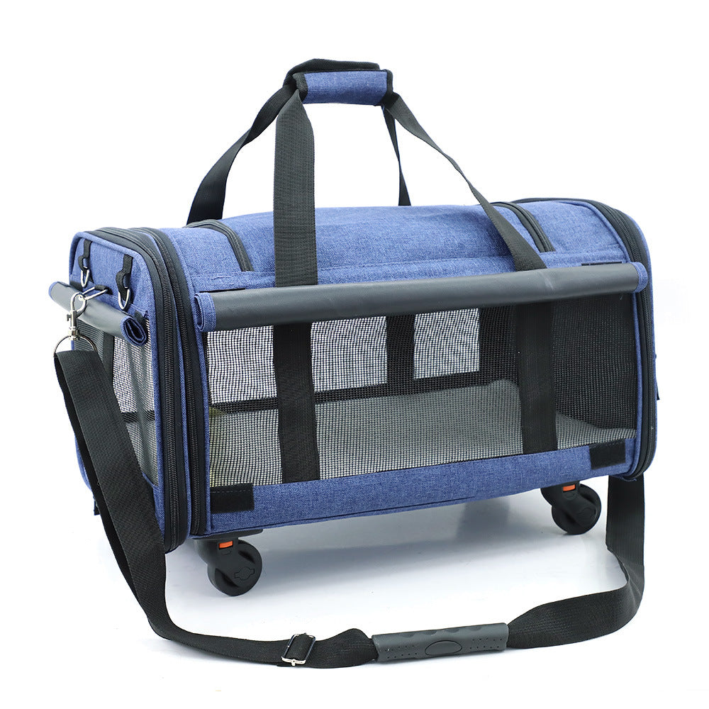 Rover Roller Portable Pet Carrier - Travel Made Easy-Portable Pet Carrier-Blue - Size M-3-Colydia