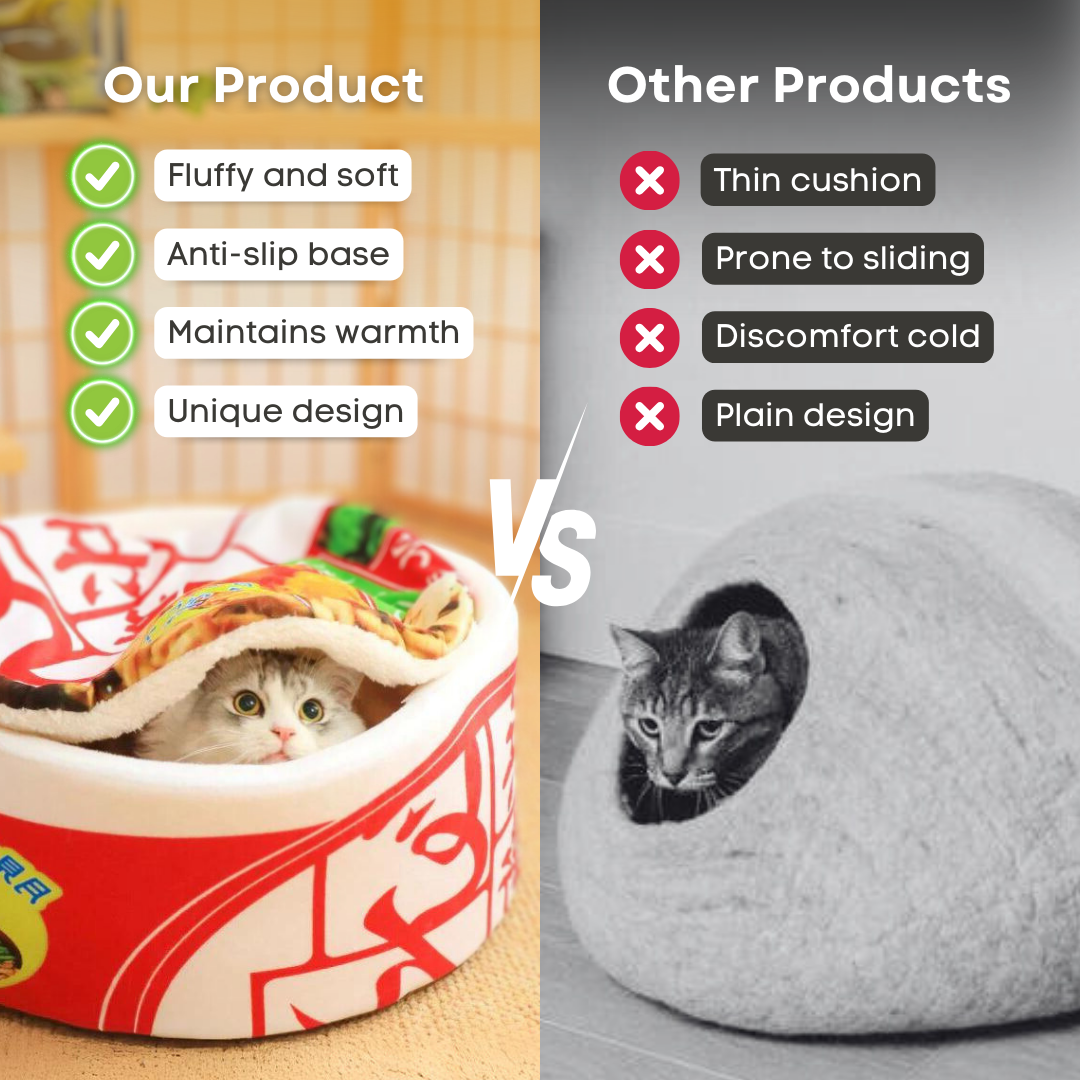 Adorable Ramen Cat Bed - Ultimate Comfort for Your Furry Companion-Cat Bed-6-Colydia