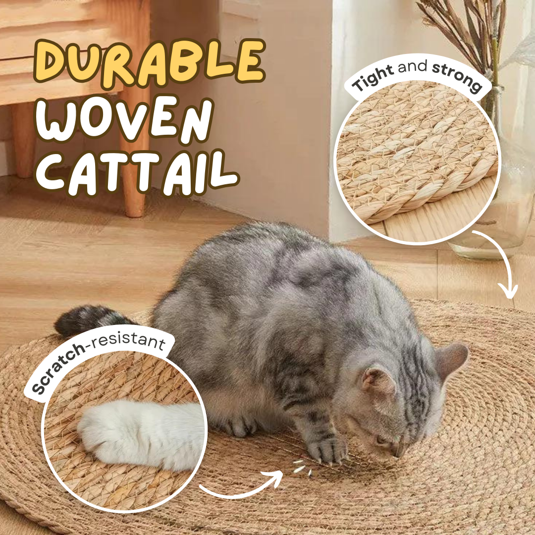 Sturdy Cattail Cat Mat: Scratch and Lounge in Style-Cat Scratching Mat-2-Colydia