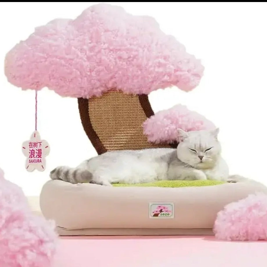 Serene Cat Scratcher Bed with Catnip and Removable Mat-Cat Scratcher Bed-Pink L-11-Colydia