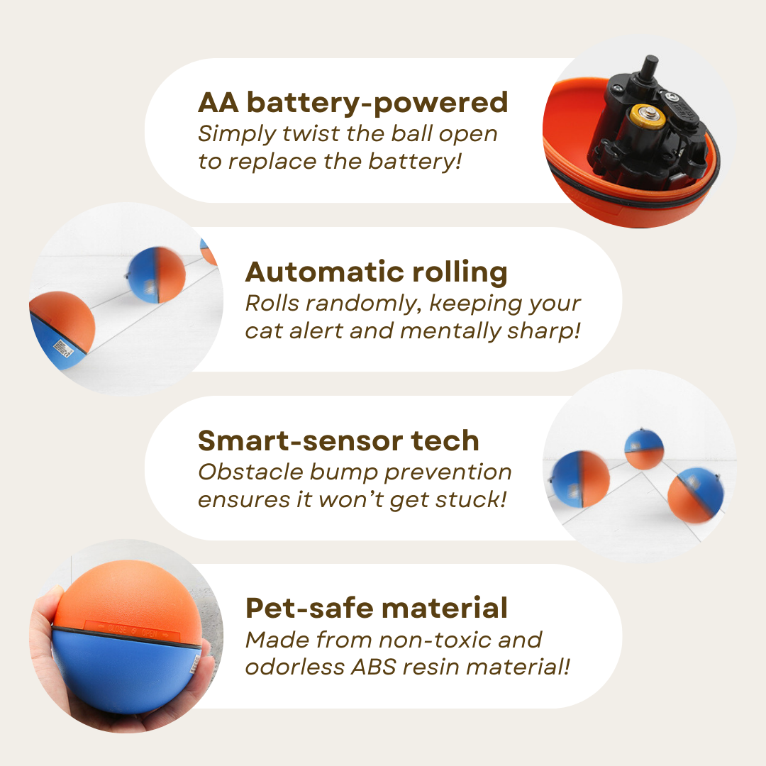 Automatic Cat Toy with Rolling Motion & Bump Prevention, Easy Setup-Automatic Cat Toy-3-Colydia