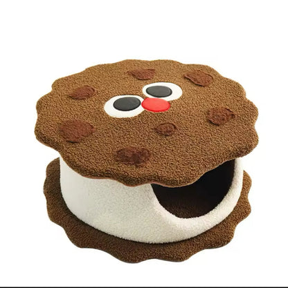 Cozy Cookie Pet Bed: Plush, Semi-Enclosed, Detachable & Versatile-Pet Bed-5-Colydia