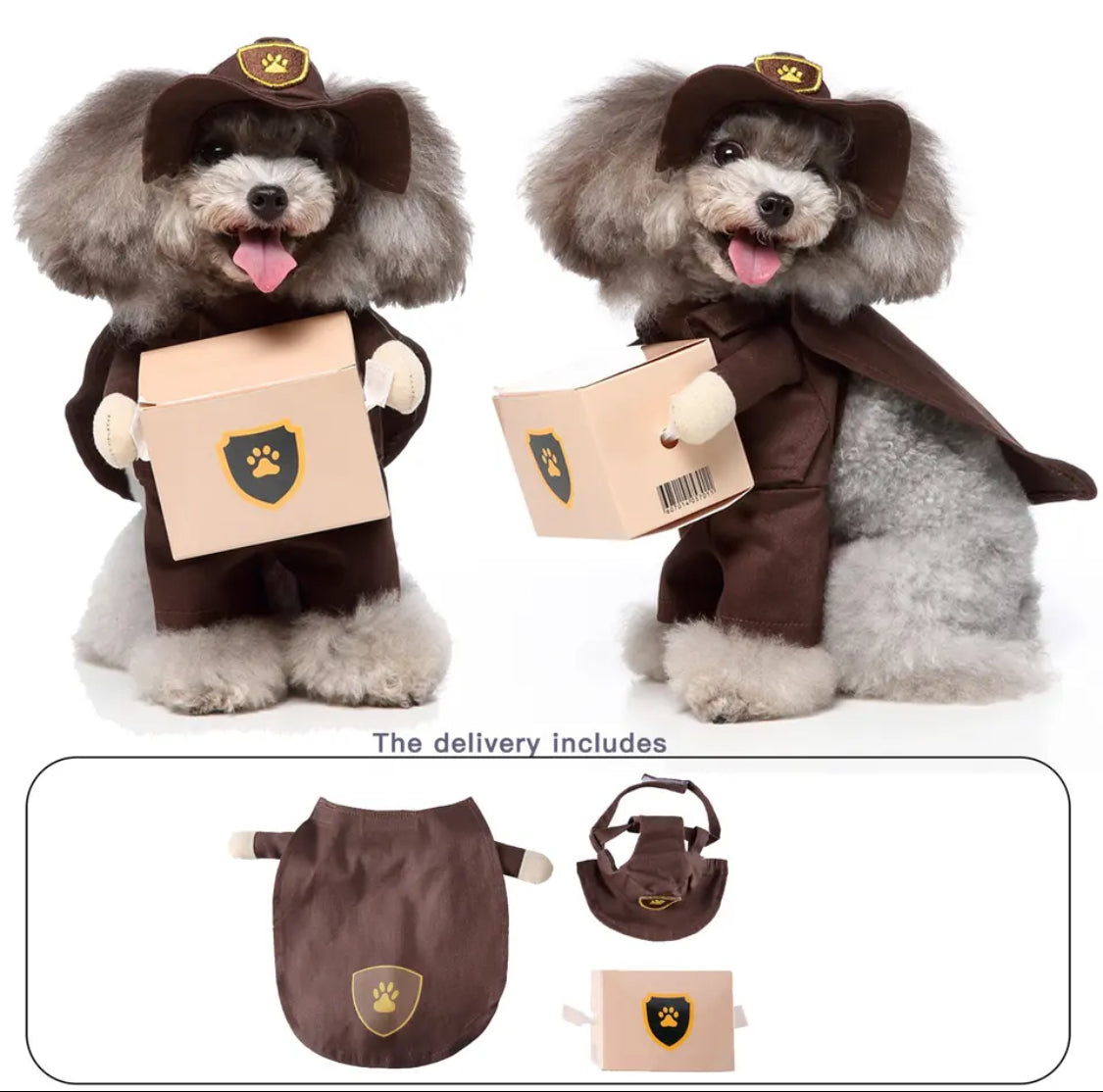 Charming Pet Mail Carrier Costume - Comfortable, Easy, Durable Fit-Pet Costume-Brown-S-4-Colydia