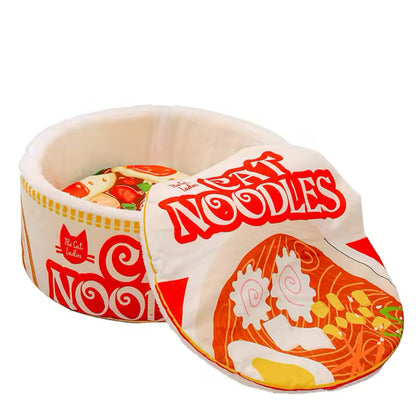 Ramen-Inspired Pet Bed with Removable Soft Noodle Print Mat-Pet Bed-Small-Cat Noodle-9-Colydia