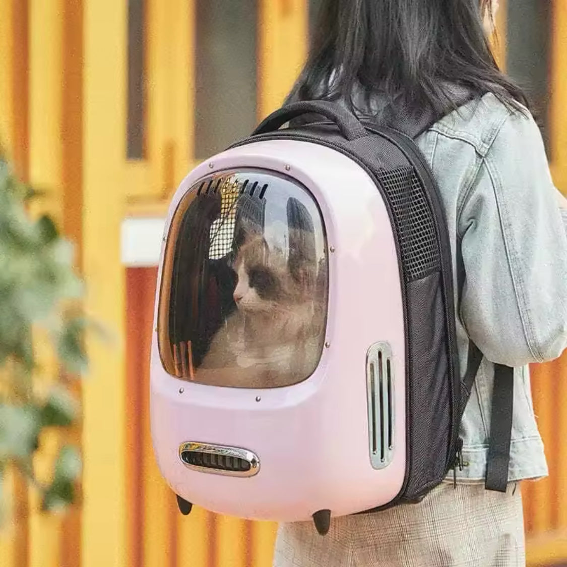 Cat Carrier Backpack with USB Fan and Night Light for Travel-Pet Carrier Backpack-Pink-14-Colydia