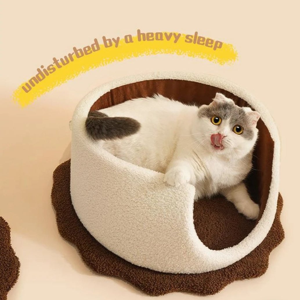 Cozy Cookie Pet Bed: Plush, Semi-Enclosed, Detachable & Versatile-Pet Bed-8-Colydia