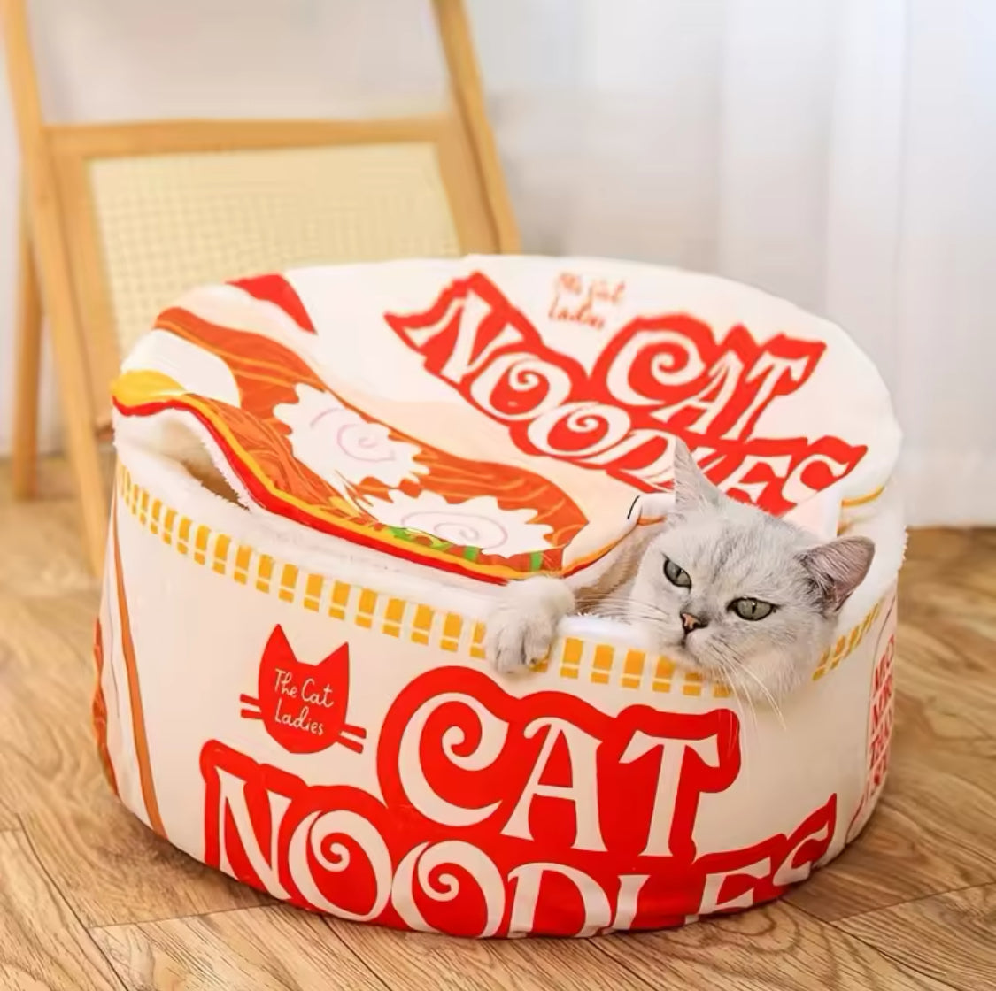 Ramen-Inspired Pet Bed with Removable Soft Noodle Print Mat-Pet Bed-7-Colydia