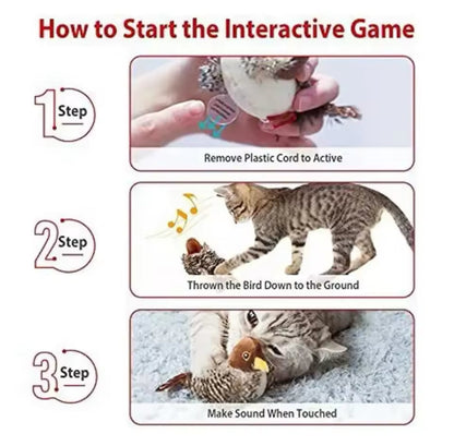 Engage Your Cat's Senses: Chirping Bird Cat Toy with Dynamic Motion-Interactive Cat Toy-9-Colydia