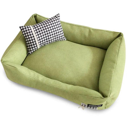 Luxury Dog Bed with Removable Cover & Non-Slip Bottom for Small Breeds-Pet Bed-Green 1 with pillow-60x45CM-6-Colydia