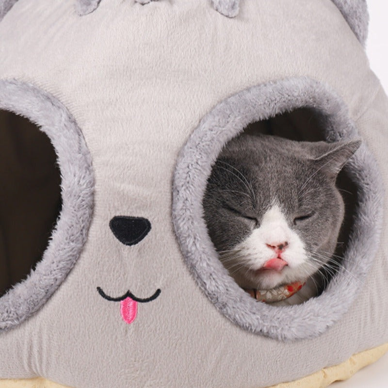 Cat Head Design Niche: Cozy, Non-Slip, Hypoallergenic Shelter-Cat Bed-3-Colydia