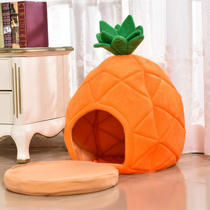 Pineapple Cat Bed with Cozy Cushion | Semi-Closed Design for Comfort-Cat Bed-3-Colydia