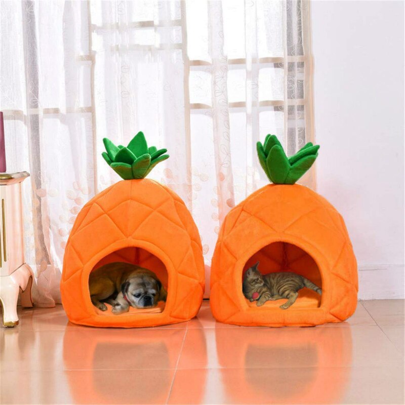 Pineapple Cat Bed with Cozy Cushion | Semi-Closed Design for Comfort-Cat Bed-2-Colydia