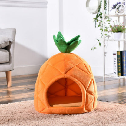 Pineapple Cat Bed with Cozy Cushion | Semi-Closed Design for Comfort-Cat Bed-M-5-Colydia