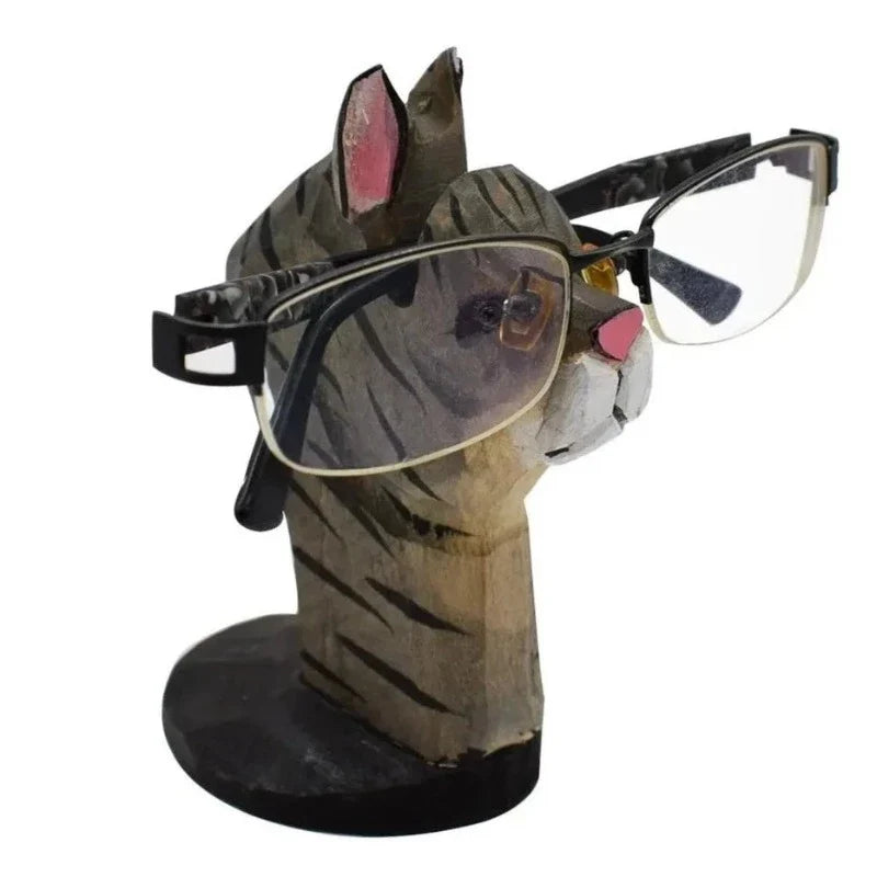 Hand-Carved Wooden Cat Glasses Holder - Elegant Eyewear Storage-Glasses Holder-1-Colydia