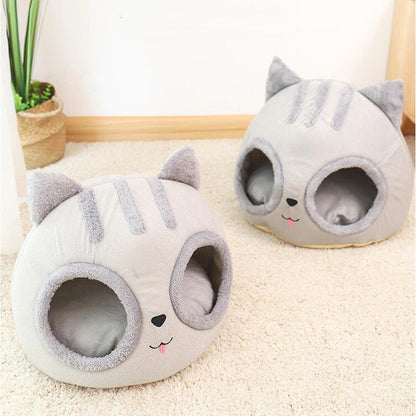 Cat Head Design Niche: Cozy, Non-Slip, Hypoallergenic Shelter-Cat Bed-2-Colydia