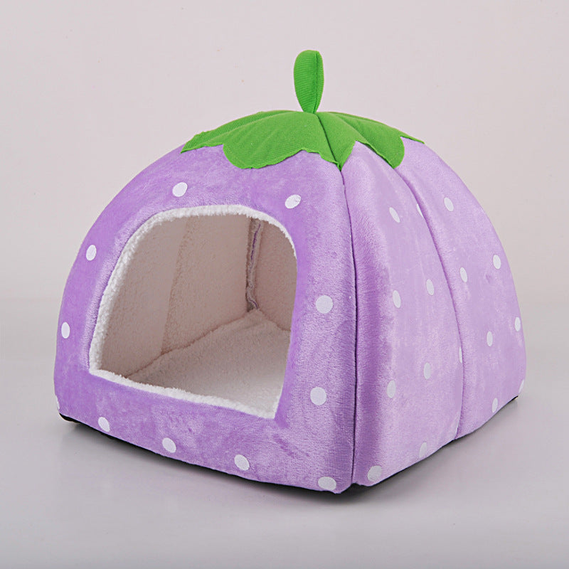 Cozy Strawberry Cat Bed - Cute, Comfy, and Washable for Cats-Cat Bed-Blackberry-S-4-Colydia