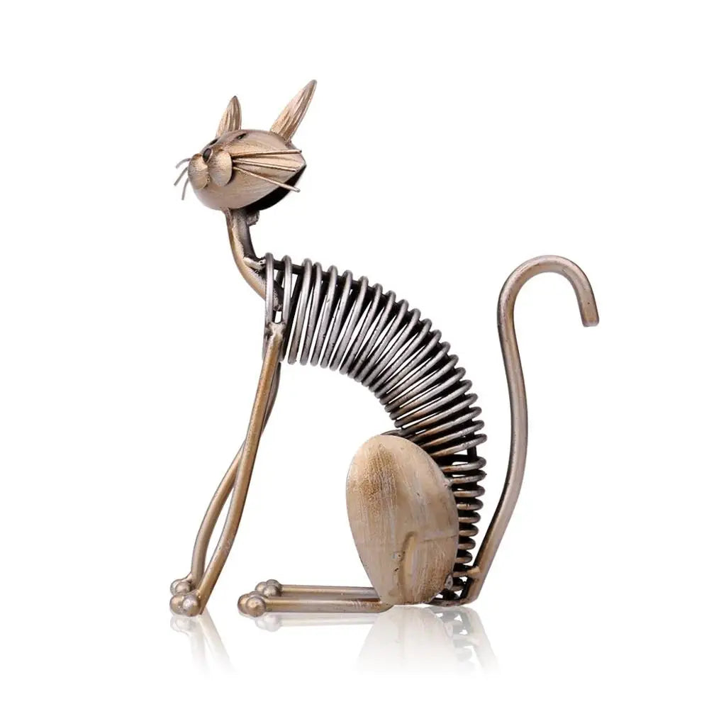 Handmade Bronze Wire Cat Sculpture – Artistic Home Decor Accent-Artistic Cat Sculpture-Sitting Cat-3-Colydia