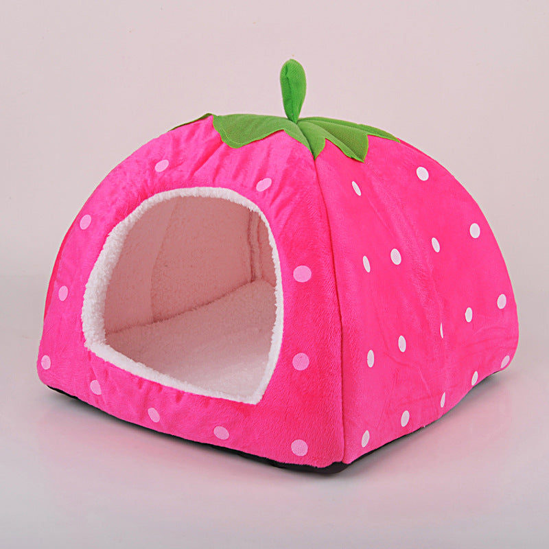 Cozy Strawberry Cat Bed - Cute, Comfy, and Washable for Cats-Cat Bed-Raspberry-S-6-Colydia