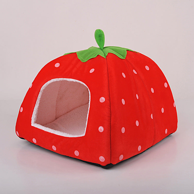 Cozy Strawberry Cat Bed - Cute, Comfy, and Washable for Cats-Cat Bed-Strawberry-S-5-Colydia