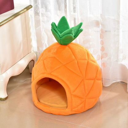 Pineapple Cat Bed with Cozy Cushion | Semi-Closed Design for Comfort-Cat Bed-L-4-Colydia