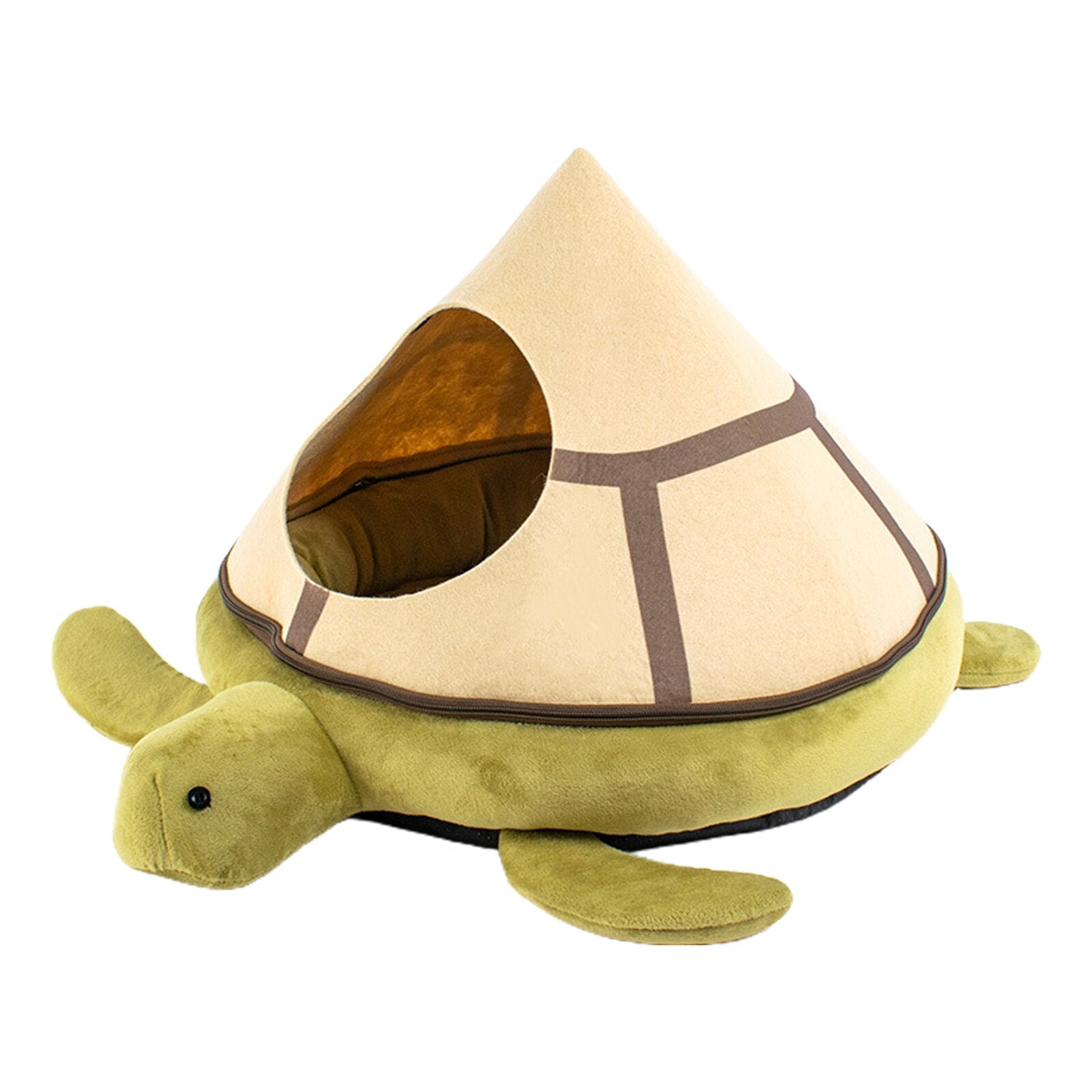 Cozy Felt Turtle Cat Bed with Removable Dome & Pillow Mat-Cat Bed-1-Colydia