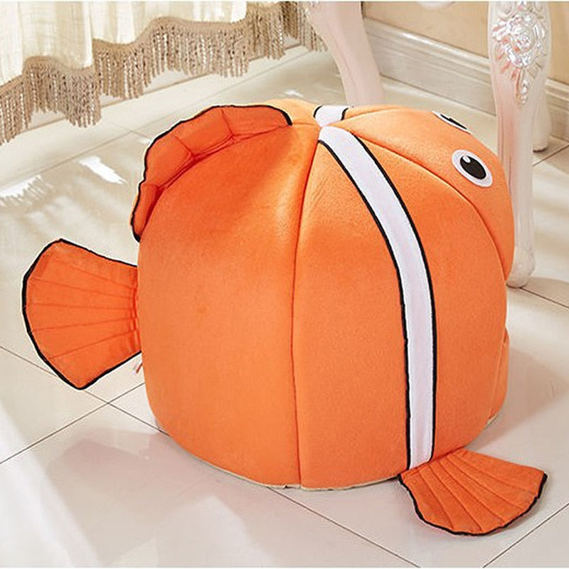 Cozy Fish-Shaped Cat Bed with Cushion - Perfect Feline Hideaway-Cat Bed-3-Colydia