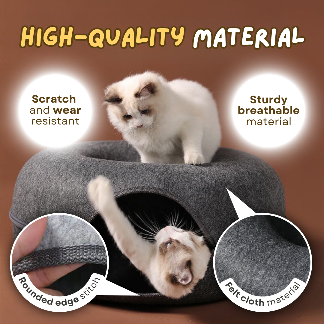 Luxurious Donut Cat Bed for Social & Solitary Cats - Ultimate Comfort-Cat Bed-3-Colydia