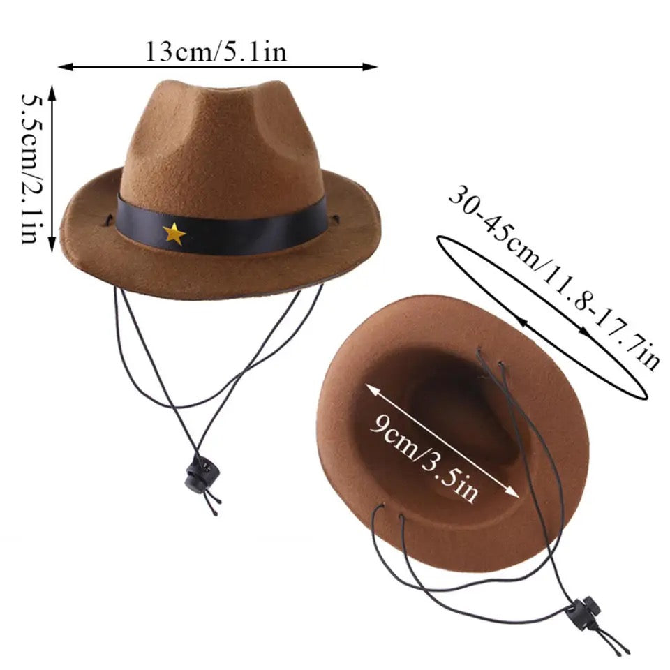 Cowboy-Themed Pet Hat for Cats & Small Dogs - Adjustable Fit-Pet Apparel-10-Colydia