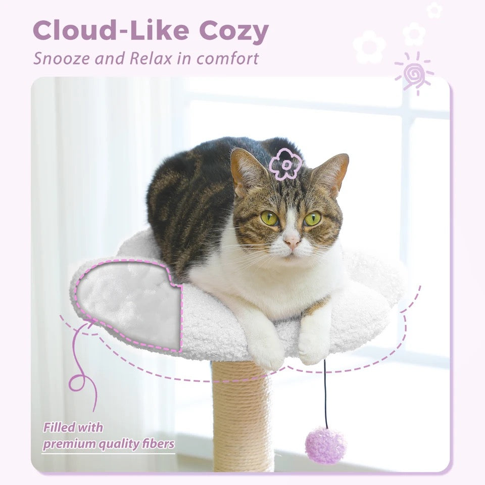 Unique Flower Cat Tree - Purple & White, Durable, Easy Assembly-Cat Tree-8-Colydia