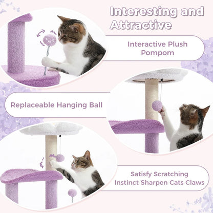 Unique Flower Cat Tree - Purple & White, Durable, Easy Assembly-Cat Tree-6-Colydia