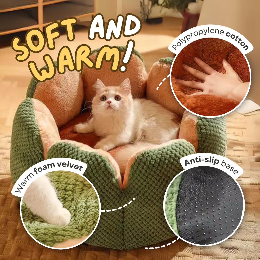 Cozy Fluffy Flower Cat Bed for Nature Lovers - Perfect Gift-Pet Bed-2-Colydia