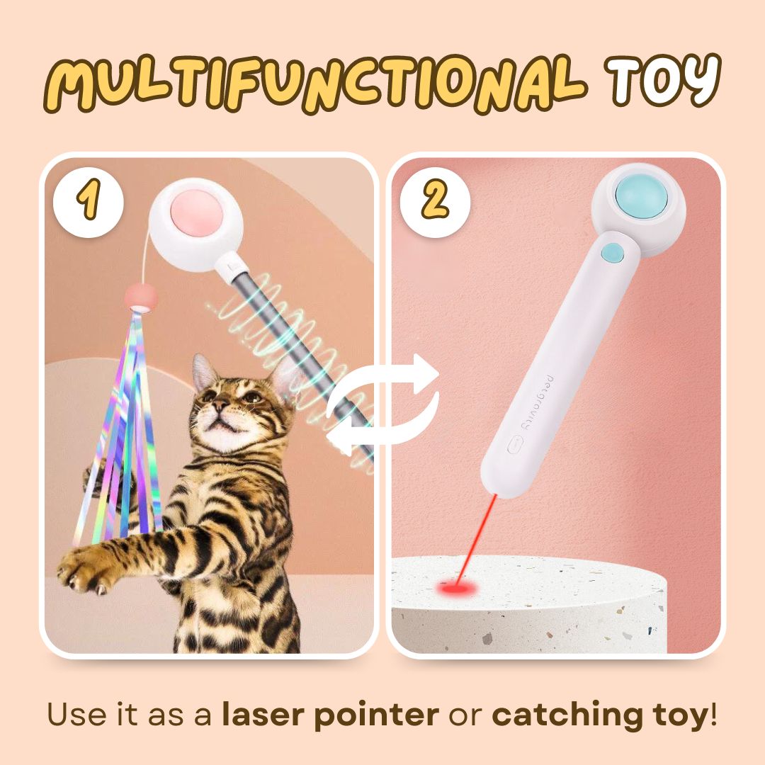 Interactive Cat Toy: Laser, Retractable Head, Feathers & More Fun!-Interactive Cat Toy-2-Colydia