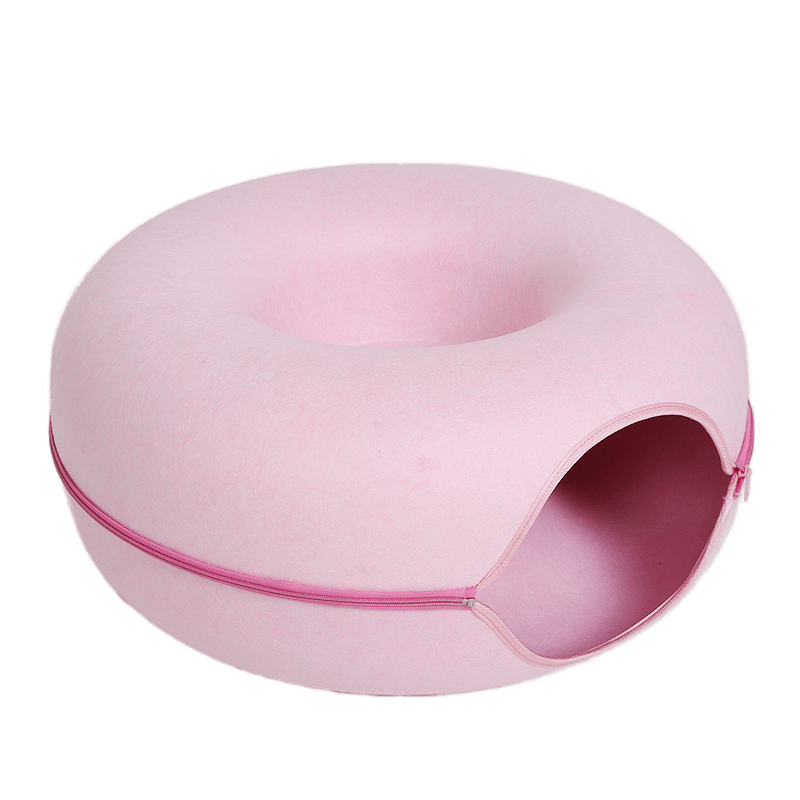 Luxurious Donut Cat Bed for Social & Solitary Cats - Ultimate Comfort-Cat Bed-Pink-20 inch-11-Colydia