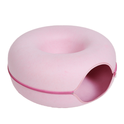 Luxurious Donut Cat Bed for Social & Solitary Cats - Ultimate Comfort-Cat Bed-Pink-20 inch-11-Colydia